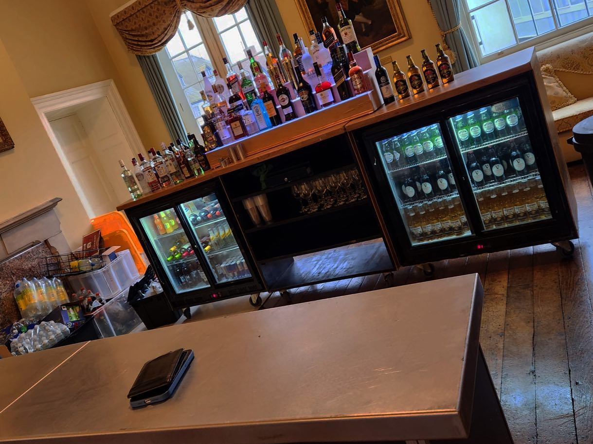 Indoor mobile bar setup at an East London venue